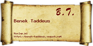 Benek Taddeus névjegykártya
